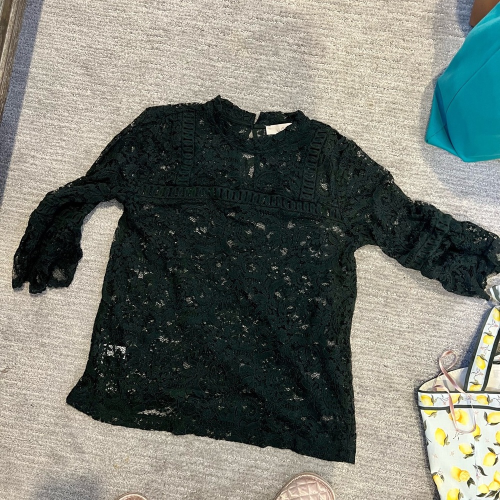 Loft Deep Forest Green Lace top